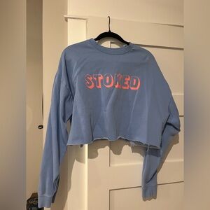 Billabong Women's Hey G'Day Cropped Crewneck Blue “Stoked” Size: M
